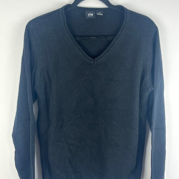 NVO Sport by Lanctot Sweater Size L Long Sleeve V Neck 94% Cotton 1% Spandex - Picture 1 of 9